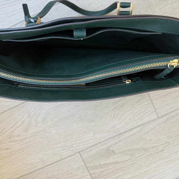 Tory Burch Forest Green Tote with Gold Accents - Picture 4 of 12